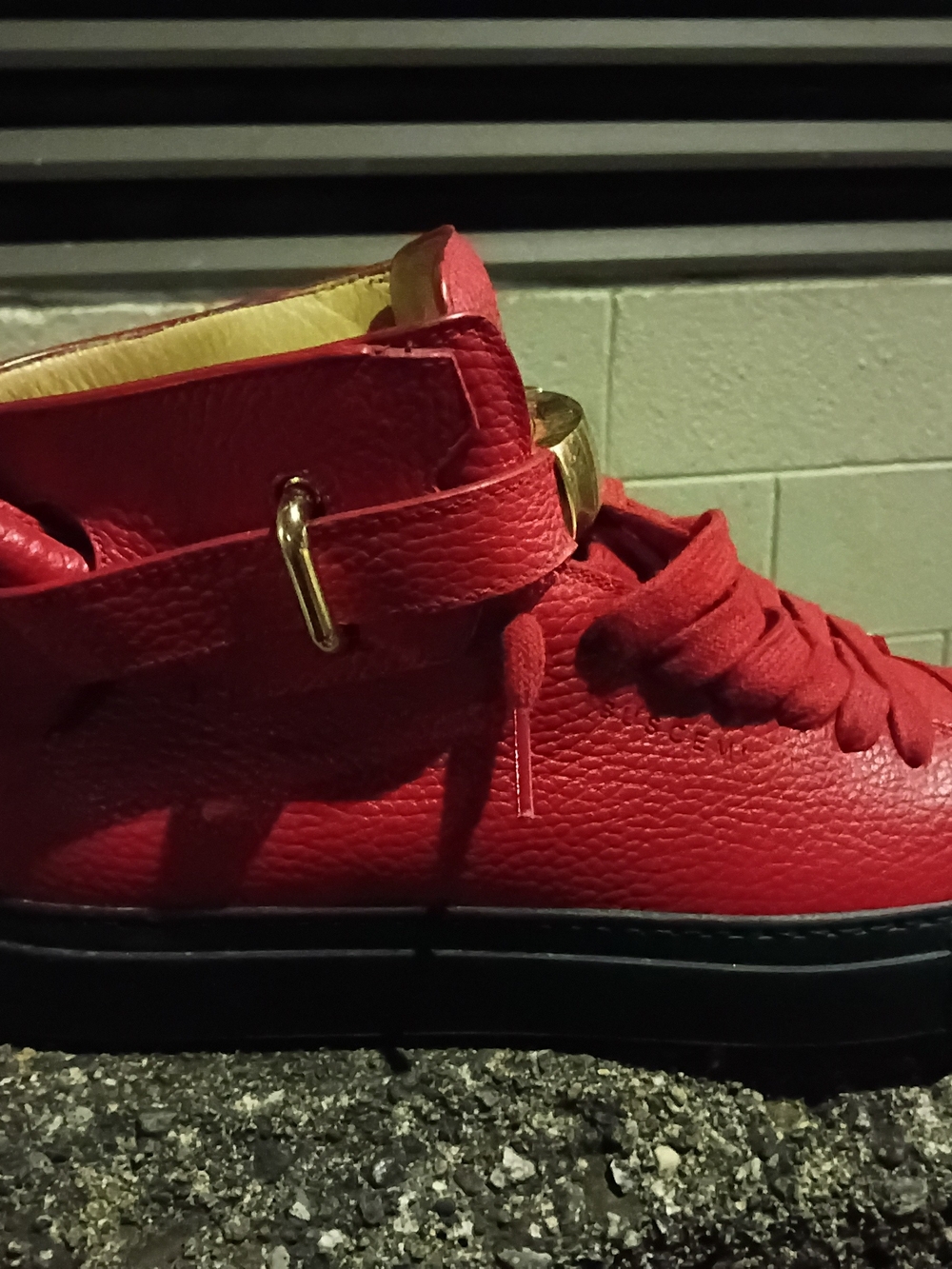 BUSCEMI B Court Men's Red Leather High Top Italian Luxury Sneakers EU42